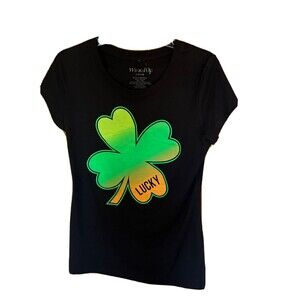 L (11-13) junior wond up lucy graphic t-shirt cotton/polyester short sleeves